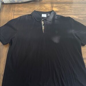 Burberry Black Polo Shirt with Check Detail